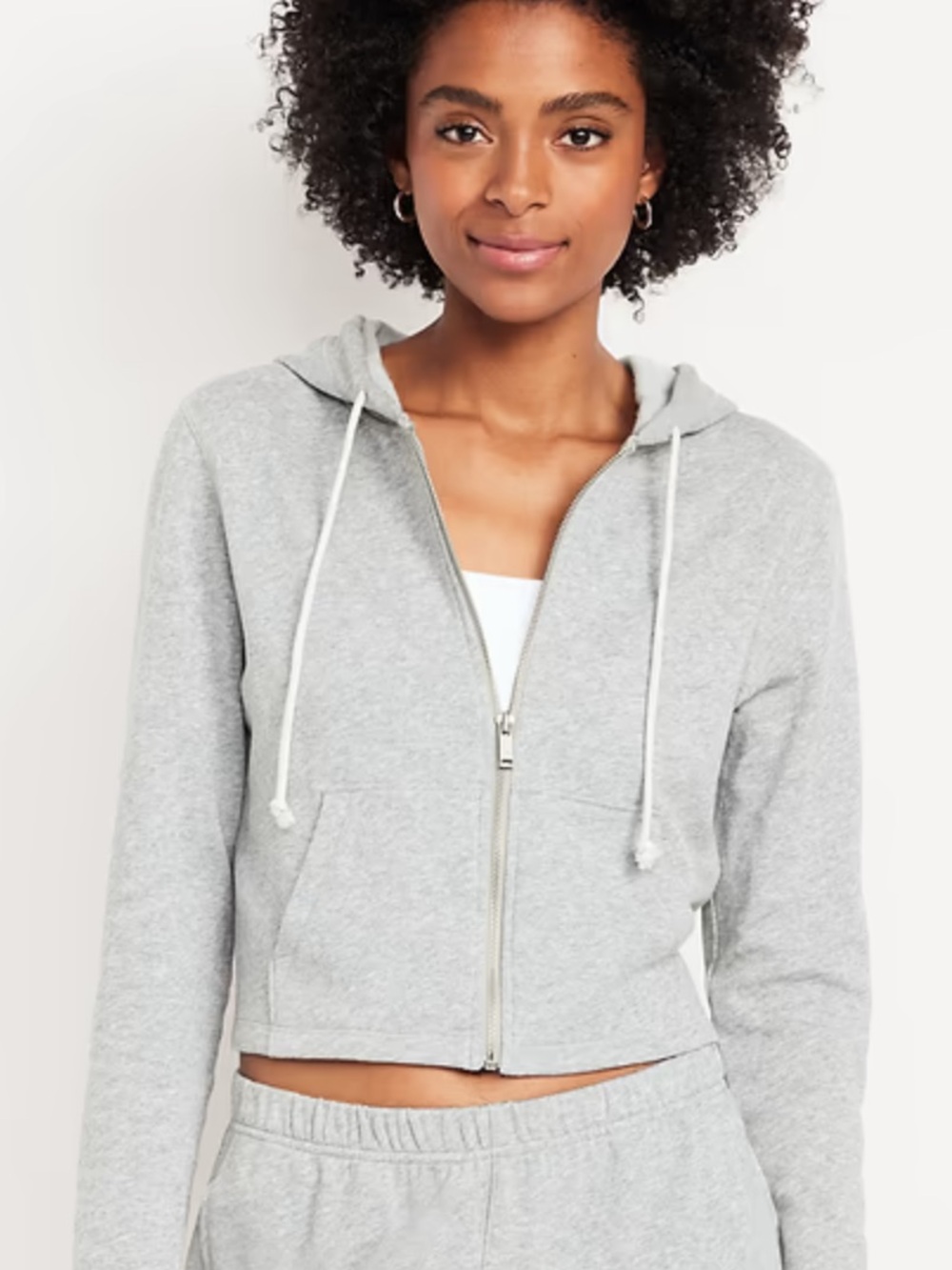 Old Navy Light Heather Gray Cropped Zip Hoodie